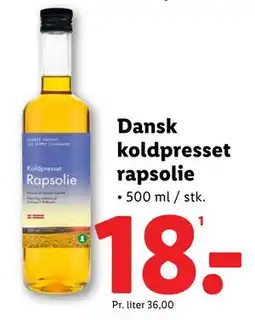 Lidl Dansk koldpresset rapsolie tilbud
