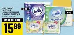 Løvbjerg LOTUS COMFORT TOILETPAPIR, PREMIUM KØKKENRULLE EL. FUGTIGT TOILETPAPIR tilbud