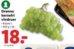 Lidl Grønne kernefri vindruer tilbud