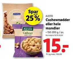 Lidl Cashewnødder eller hele mandler tilbud