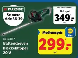 Lidl PARKSIDE® Batteridreven hækkeklipper 20 V tilbud