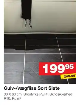 Bauhaus Gulv-/vægflise Sort Slate tilbud