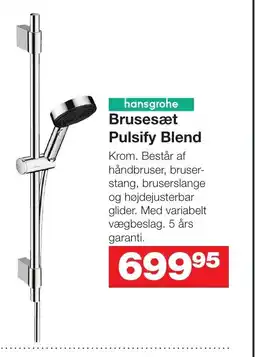 Bauhaus Hansgrohe brusesæt pulsify blend krom. tilbud