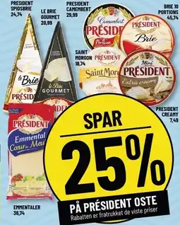 Løvbjerg SPAR 25% PÅ PRÉSIDENT OSTE tilbud