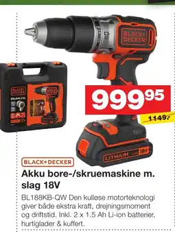 Bauhaus BLACK+DECKER Akku bore-/skruemaskine m. slag 18V tilbud