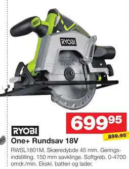 Bauhaus RYOBI One+ Rundsav 18V tilbud