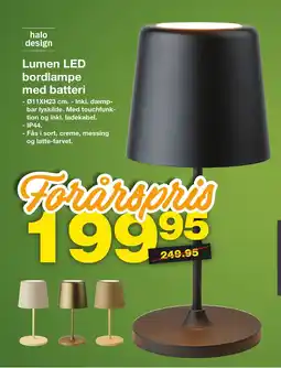 Bauhaus Lumen LED bordlampe med batteri tilbud