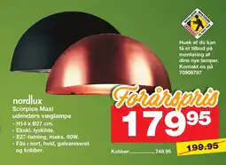 Bauhaus Nordlux scorpius maxi udendørs væglampe tilbud