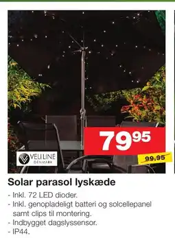 Bauhaus Solar parasol lyskæde tilbud