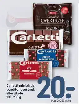 REMA 1000 Carletti miniplade, conditor overtræk eller plade 100-200 g tilbud
