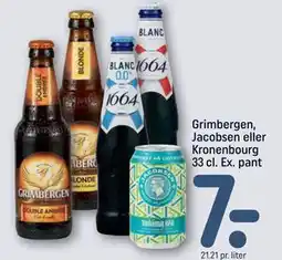Grimbergen, Jacobsen eller Kronenbourg 33 cl. Ex. pant