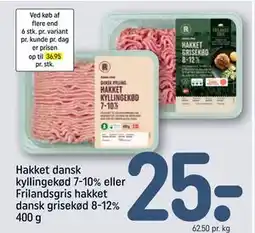 REMA 1000 Hakket dansk kyllingekød 7-10% eller Frilandsgris hakket dansk grisekød 8-12% 400 g tilbud