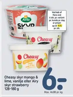 REMA 1000 Cheasy skyr mango & lime, vanilje eller Airy skyr strawberry 128-180 g tilbud