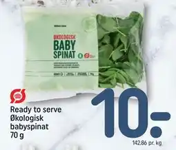 REMA 1000 Ready to serve Økologisk babyspinat 70 g tilbud