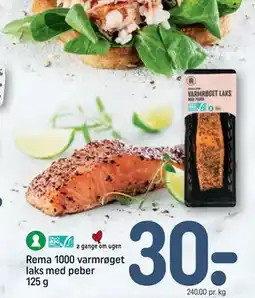 REMA 1000 Rema 1000 varmrøget laks med peber 125 g tilbud