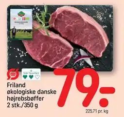 REMA 1000 Friland økologiske danske højrebsbøffer 2 stk./350 g tilbud