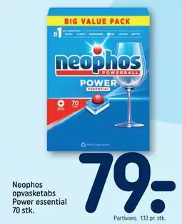 REMA 1000 Neophos opvasketabs Power essential 70 stk tilbud