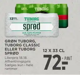 MENY GRØN TUBORG, TUBORG CLASSIC ELLER TUBORG SPRØD tilbud