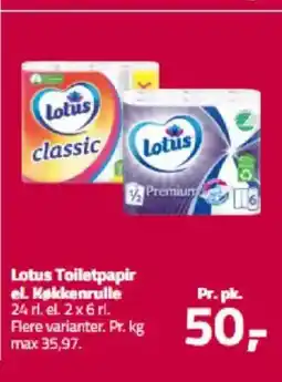 Fleggaard Lotus Toiletpapir el. Køkkenrulle tilbud