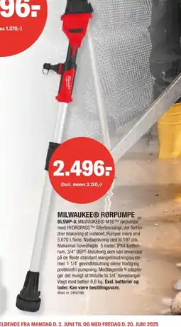 Stark MILWAUKEEⓇ RØRPUMPE tilbud