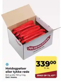 Dagrofa Food Service Hotdogpølser eller tykke røde tilbud
