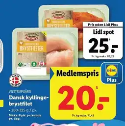 Lidl VILSTRUPSGÅRD Dansk kyllingebrystfilet tilbud