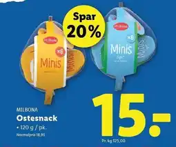 Lidl MILBONA Ostesnack tilbud