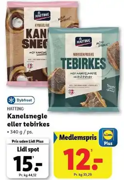 Lidl Kanelsnegle eller tebirkes tilbud