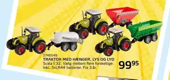 Legekæden Traktor med hænger, lys og lyd tilbud