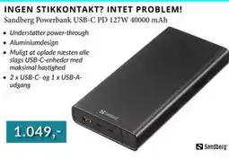 CBC Sandberg Powerbank USB-C PD 127W 40000 mAh tilbud