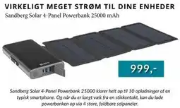 CBC Sandberg Solar 4-Panel Powerbank 25000 mAh tilbud
