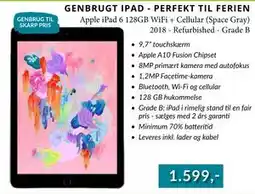 CBC Apple iPad 6 128GB WiFi + Cellular (Space Gray) 2018 - Refurbished - Grade B tilbud