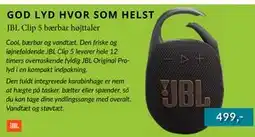 CBC JBL Clip 5 bærbar højttaler tilbud