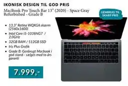 CBC MacBook Pro Touch Bar 13” (2020) - Space Gray Refurbished - Grade B tilbud