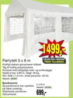 Harald Nyborg Partytelt 5 x 8 m tilbud