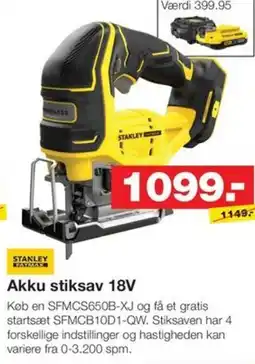 Bauhaus STANLEY Akku stiksav 18V tilbud