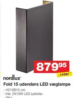 Bauhaus Nordlux® fold 15 udendørs led væglampe tilbud