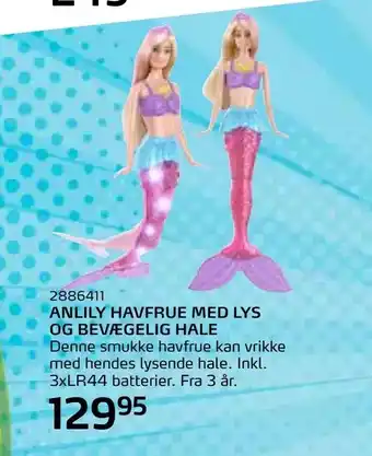 Legekæden Anlily havfrue med lys og bevægelig hale tilbud
