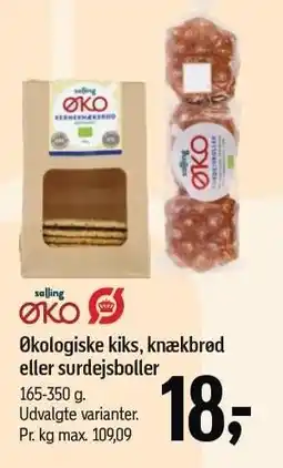 Føtex Salling ØKO Økologiske kiks, knækbrød eller surdejsboller tilbud