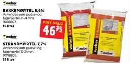 jem & fix WEBER BAKKEMØRTEL 6,6% ELLER STRANDMØRTEL 7,7% tilbud