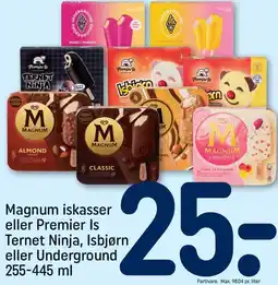 REMA 1000 Magnum iskasser eller Premier Is Ternet Ninja, Isbjørn eller Underground tilbud