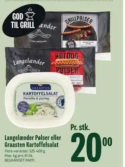 Min Købmand Langelænder Pølser eller Graasten Kartoffelsalat tilbud