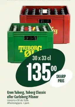 Min Købmand Grøn Tuborg, Tuborg Classic eller Carlsberg Pilsner tilbud