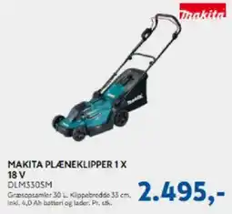 Davidsen MAKITA Plæneklipper 1 X 18 V DLM330SM tilbud