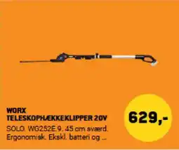 XL-BYG WORX Teleskophækkeklipper 20V tilbud