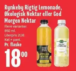 Min Købmand Rynkeby Rigtig Lemonade, Økologisk Nektar eller God Morgen Nektar tilbud