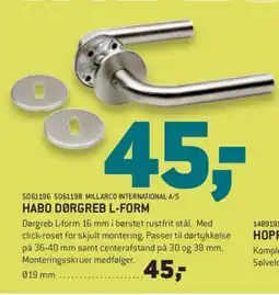 XL-BYG Habo dørgreb l-form tilbud