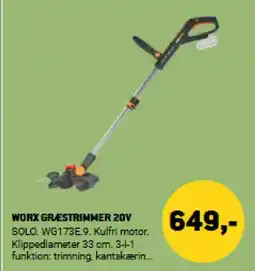 XL-BYG WORX GRÆSTRIMMER 20V tilbud