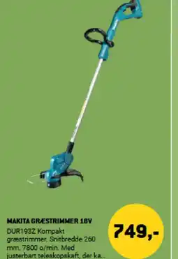 XL-BYG MAKITA GRÆSTRIMMER 18V DUR193Z Kompakt tilbud