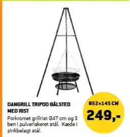 XL-BYG DANGRILL TRIPOD BÅLSTED MED RIST tilbud